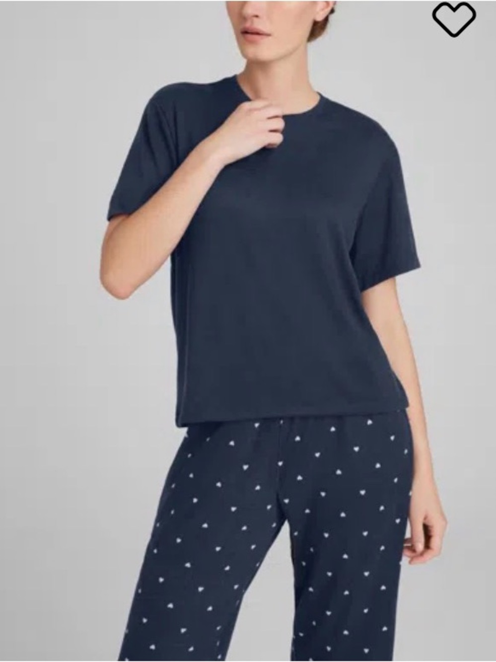 Like new! Tommy John Navy Short-Sleeve Lounge Tee and Heart-Print Pants size M